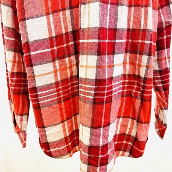 NWT SONOMA Women Long Sleeve Button Down Red Plaid Flannel Shirt Sz Extra Large - Picture 5 of 12